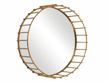 CAGE 07 - Round framed brass mirror by Il Bronzetto - view 2